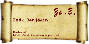 Zsák Benjámin névjegykártya